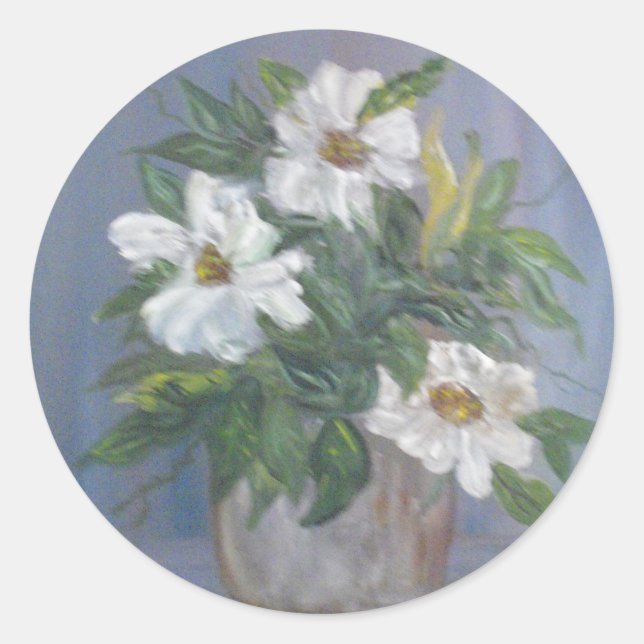 Aufkleber für weiße Blume (Vorderseite)