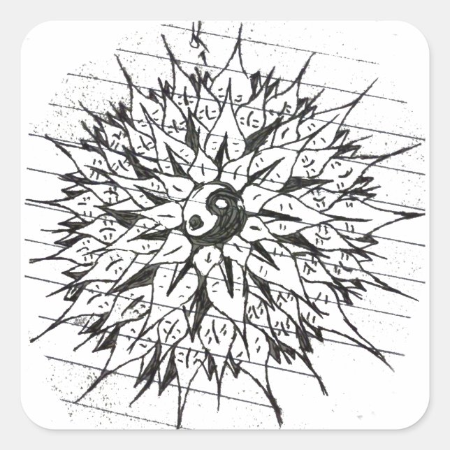 Aufkleber für Yin-Yang-Blume (Vorderseite)