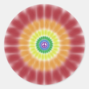 Aufkleber, Gefärbte Krawatte Rainbow Peace Sign Ex Runder Aufkleber