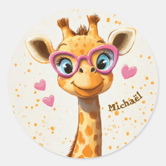 Aufkleber Glückliche Giraffe Valentinstag Kinder S (Vorderseite)