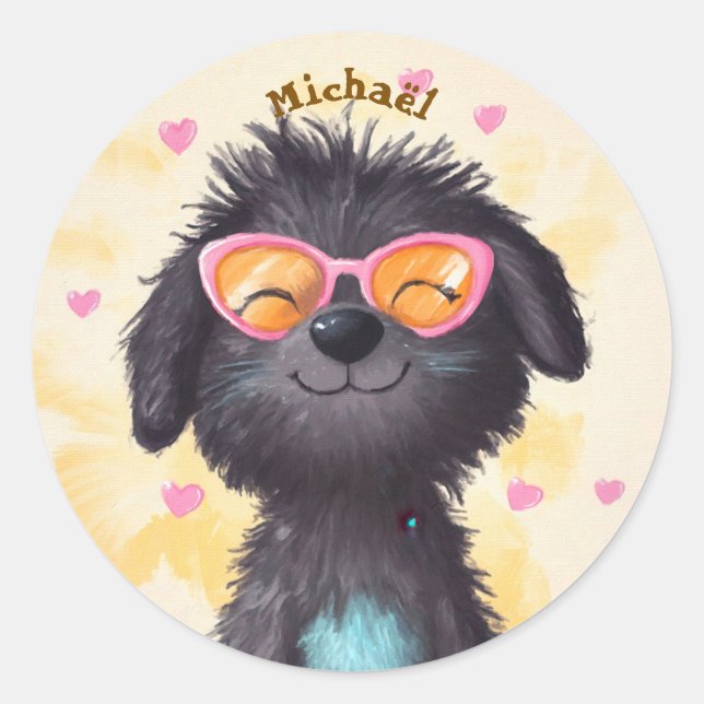 Aufkleber Glücklicher Hund Valentinstag Kinder Sch (Vorderseite)