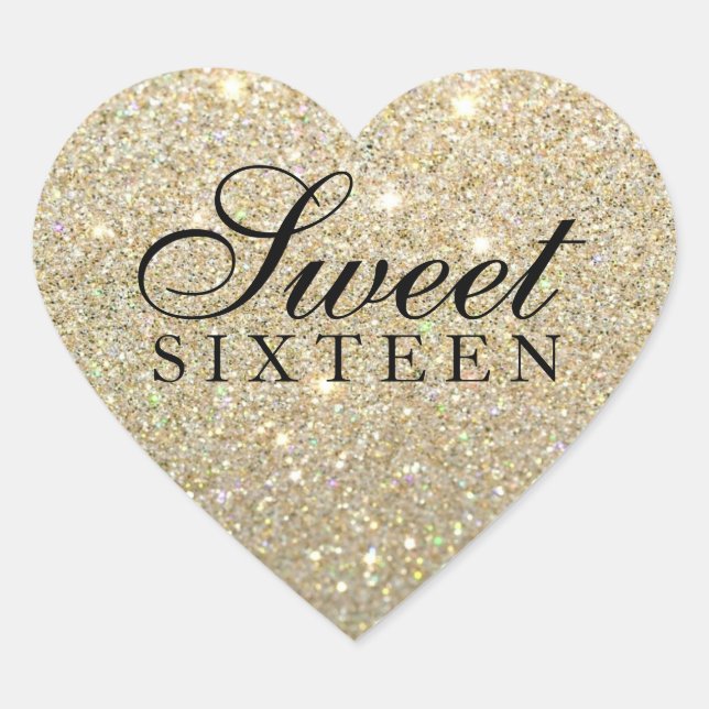 Aufkleber - Gold Glitzer Fab Sweet 16 (Vorderseite)
