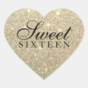 Aufkleber - Gold Glitzer Fab Sweet 16