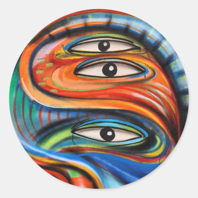 Aufkleber: Graffiti-Augen Runder Aufkleber (Vorderseite)