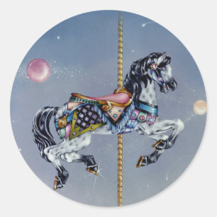 Aufkleber - graues Stuten-Karussell-Pferd
