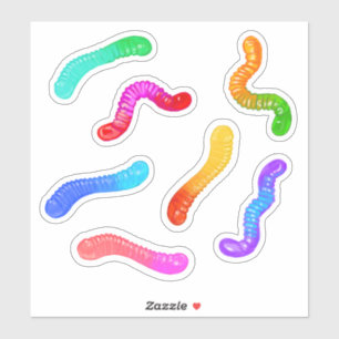 Aufkleber-Gummiwürmer-Regenbogenfarbene Süßigkeite Aufkleber