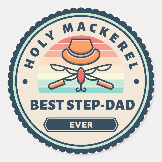 Aufkleber - Heiliger Mackerel! Bester Step-Vater f (Vorderseite)