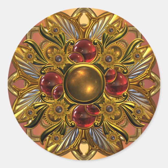 Aufkleber Hellrot Gold Juwel (Vorderseite)
