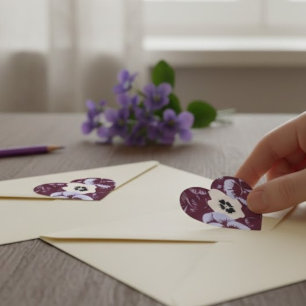 Aufkleber Herz aus Veilchen Floral Aufkleber