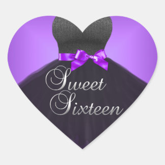Aufkleber Herz Sweet 16 16 Lila Kleid