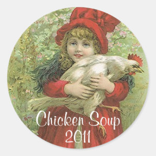 Aufkleber-Huhn-Fleisch-Suppen-Zuhause-einmachende Runder Aufkleber