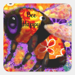 Aufkleber - Hummel Bee Happy Abstrakt Art Floral