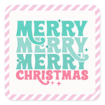 Aufkleber in Mint + Rosa Frohe Weihnachten, gestre