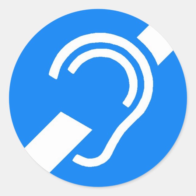 Aufkleber-internationales Symbol für das taube Runder Aufkleber (Vorderseite)