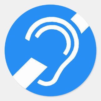 Aufkleber-internationales Symbol für das taube Runder Aufkleber