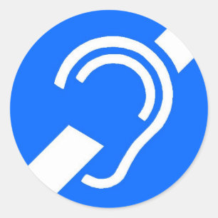 Aufkleber, Internationales Symbol für den Gehörlos Runder Aufkleber