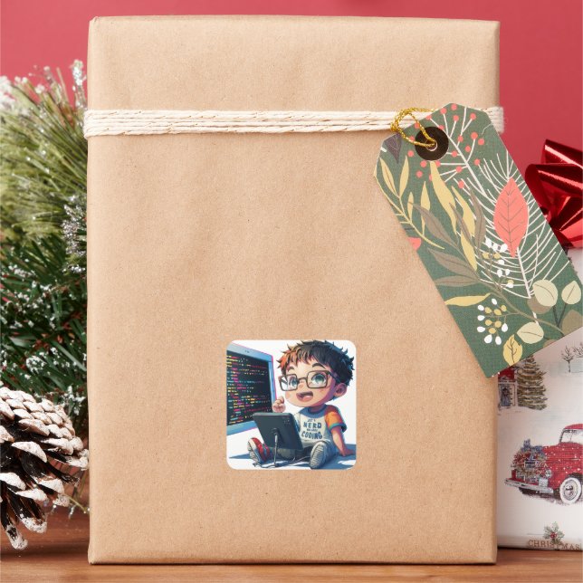 Aufkleber "Just A Nerd Who Liebe Coding" Cartoon (Feiertag)