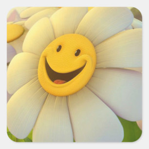 Aufkleber/Lächelnde Sonnenblume Quadratischer Aufkleber