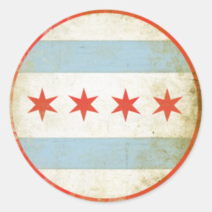 Aufkleber mit beunruhigtem Chicago-Flaggen-Druck
