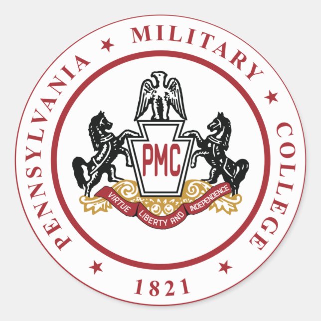 * Aufkleber mit dem PMC-Siegel-Logo (Vorderseite)