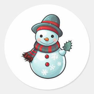 Aufkleber mit einem niedlichen Schneemann, der ein
