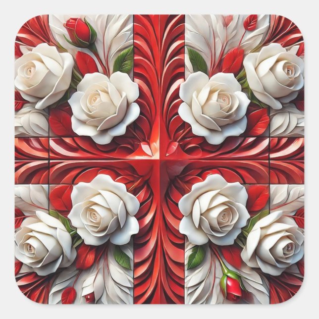 Aufkleber mit englischer Rose (Vorderseite)