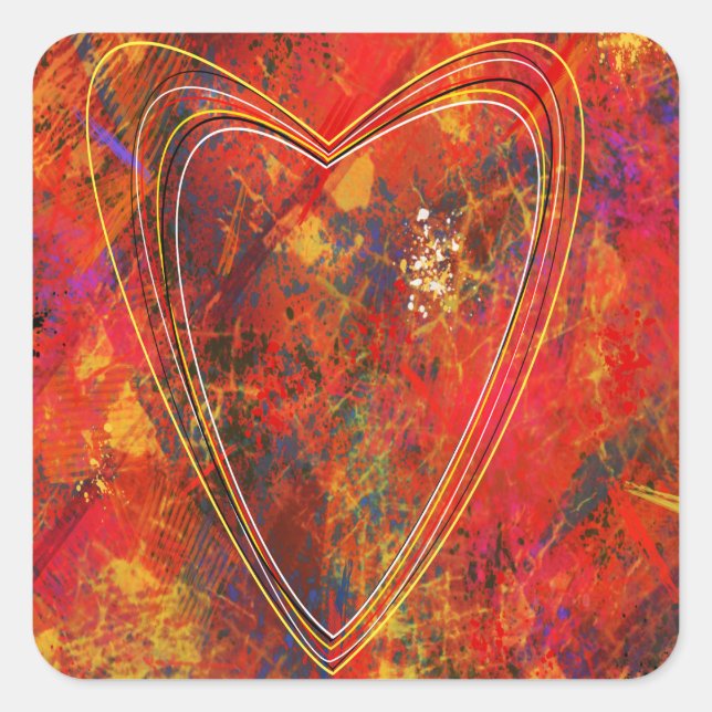 Aufkleber mit flammendem Herzen (Vorderseite)
