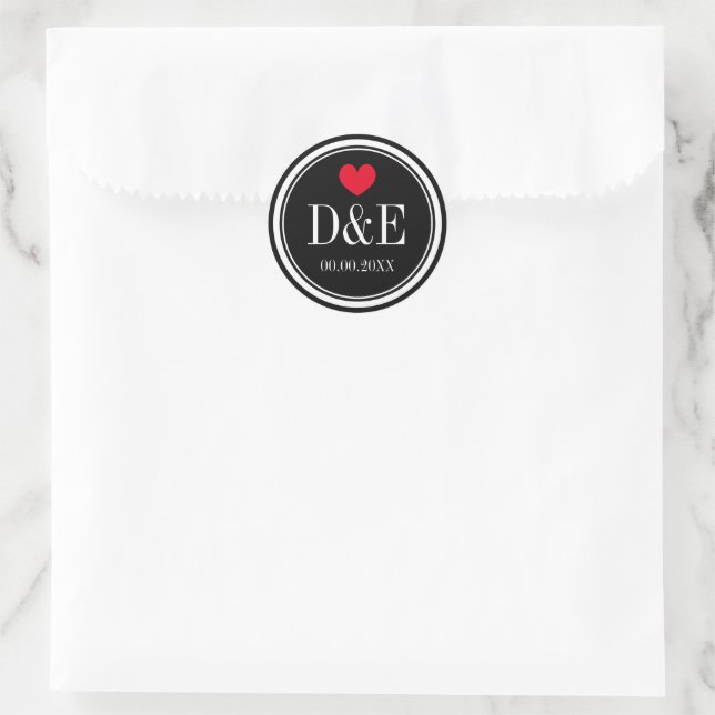Aufkleber mit mit Monogramm Gastgeschenk Hochzeit  (Tasche)