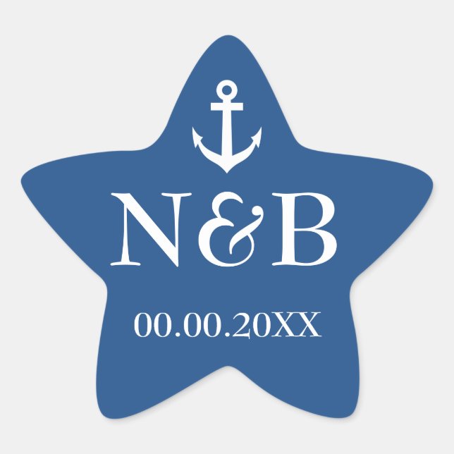 Aufkleber mit nautischem Anker-Monogramm als Hochz (Vorderseite)