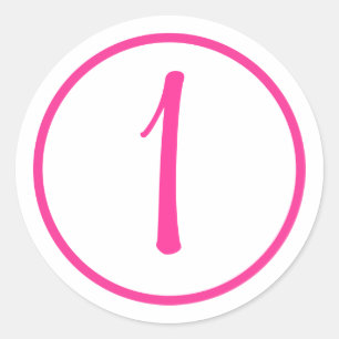 Aufkleber mit rosa Nummer und Rand