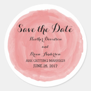 Aufkleber mit roten Wasserfarben Save the Date