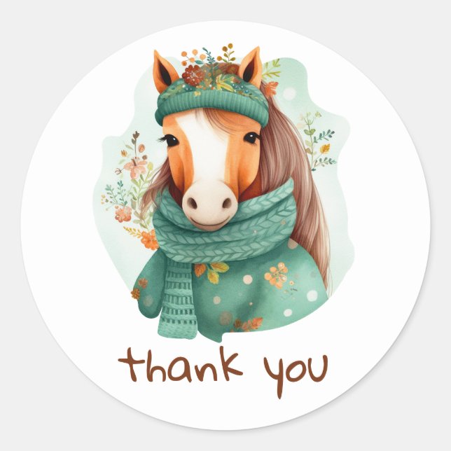 Aufkleber mit schönem Aquarellpferd (Vorderseite)