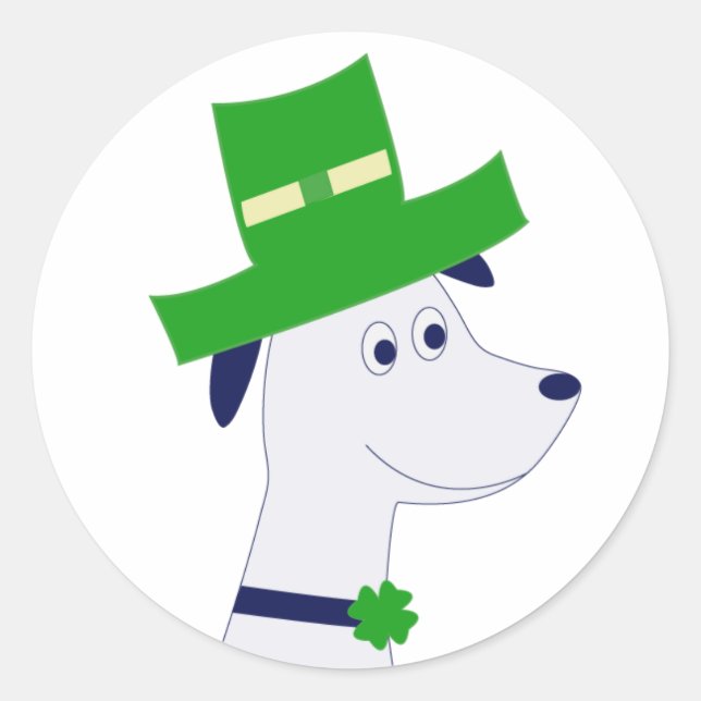 Aufkleber mit St. Patrick's Day-Hund und Kleeblatt (Vorderseite)