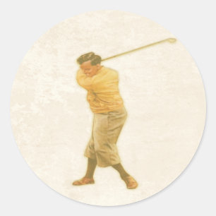 Aufkleber mit Vintagem Golf-Spieler