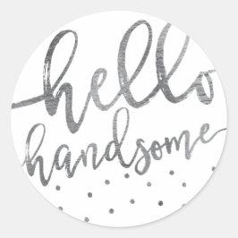 AUFKLEBER | Modern Grau Hallo Handsome Script Boy