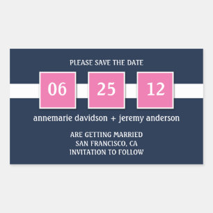 Aufkleber - Navy Pink Squares Save the Date