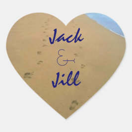 Aufkleber Paare Fußstapfen Sandstrand Herz Luv