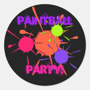 Aufkleber Paintball Party Farbige Spritzer Farbe F