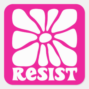 Aufkleber RESIST mit friedlicher Blume