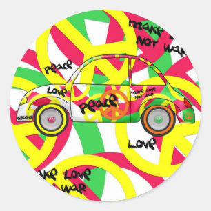 Aufkleber Retro Liebe Frieden Retro 60er 70er Auto