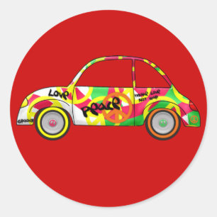 Aufkleber Retro Liebe Peace Retro 60er 70er Jahre
