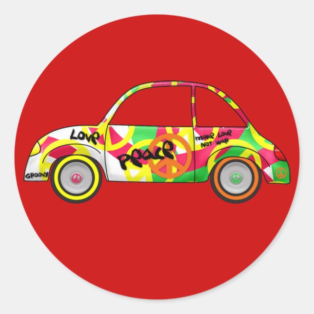 Aufkleber Retro Liebe Peace Retro 60er 70er Jahre  (Vorderseite)