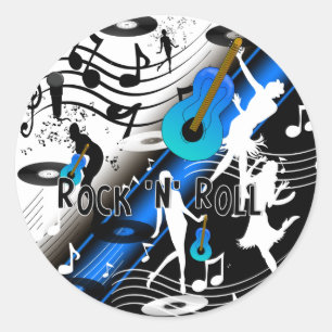 Aufkleber Retro Rock 'N' Roll Musik macht mich roc