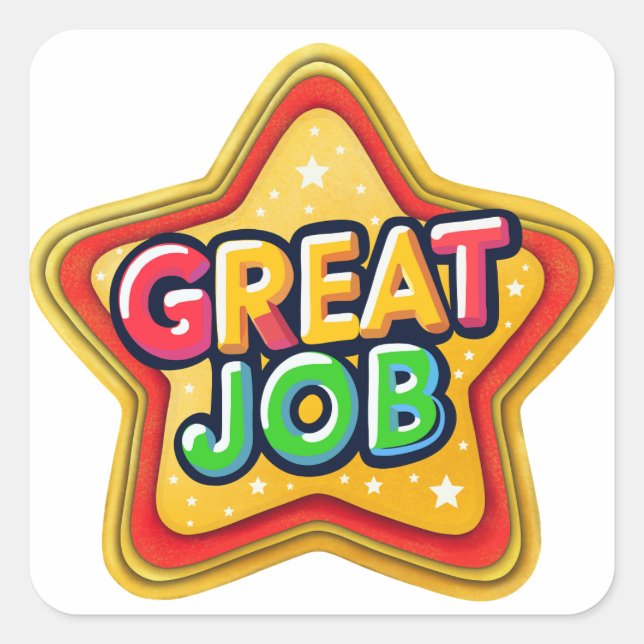 Aufkleber "Retro Star Shaped Great job Achievement (Vorderseite)
