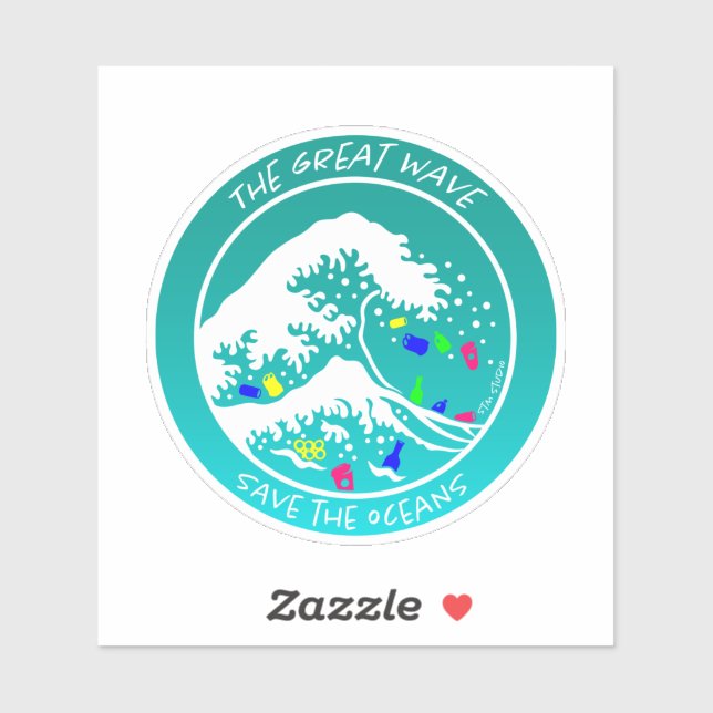 Aufkleber "Rett the Oceans" (grün) (Blatt)