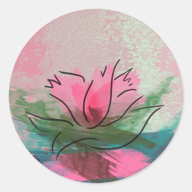 Aufkleber, rosa Blume Runder Aufkleber (Vorderseite)