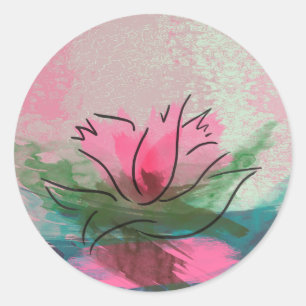 Aufkleber, rosa Blumenmalerei Runder Aufkleber