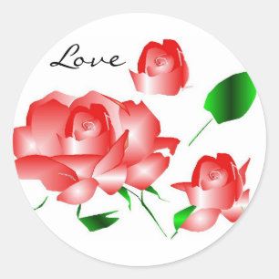 Aufkleber "Rosa Rote Rose I Liebe"