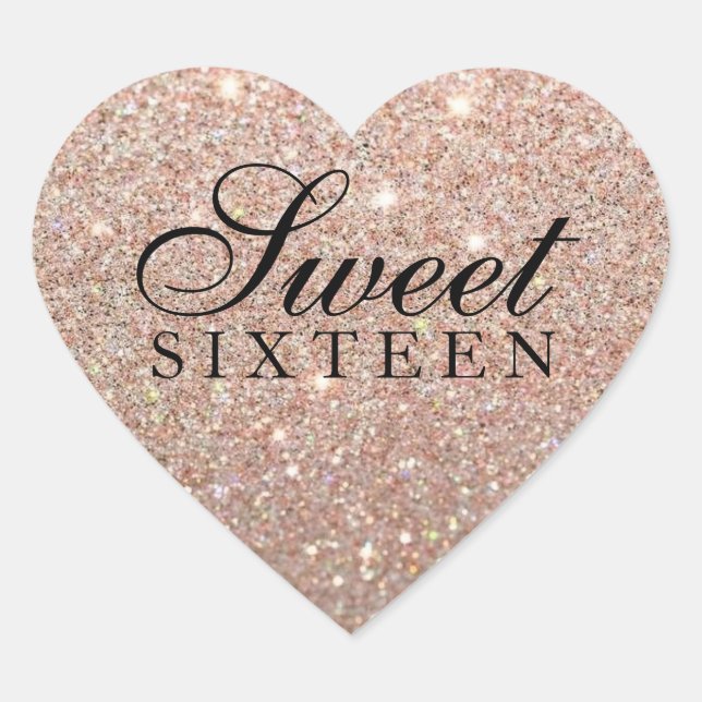 Aufkleber - Rose Gold Glitzer Fab Sweet 16 (Vorderseite)