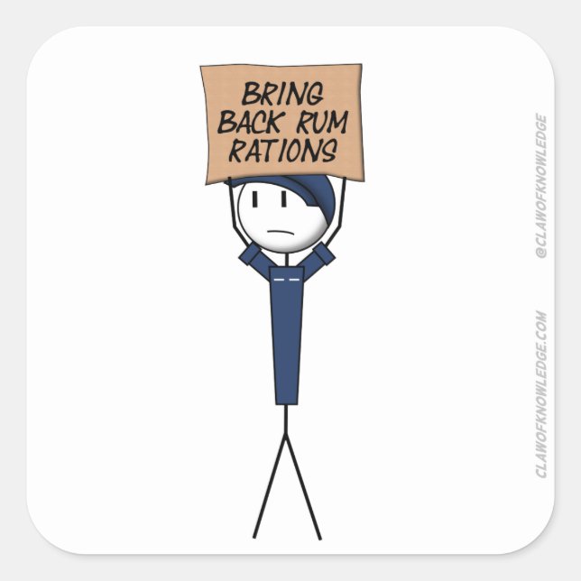 Aufkleber "Rum Rations zurückbringen" (Vorderseite)